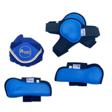 Royalian Equestrian Horse Cotton Blue Big Diamond Full Dressage Pad Set - One Fly veil – Two Brushing Boots – Two Hind Boots tapis de selles - Royalian