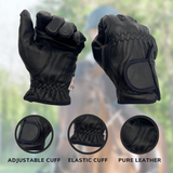 Royalian Men Horse Riding Pure Leather Gloves - Equestrian Grip Elastic Cuff Gloves