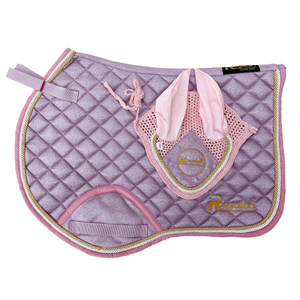 Horse Glitter No-slip Pony Jumper Saddle Pad With Fly veil Set