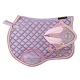 Horse Glitter No-slip Pony Jumper Saddle Pad With Fly veil Set