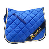 Royalian Equestrian Horse Cotton Blue Big Diamond Full Dressage Pad Set - One Fly veil – Two Brushing Boots – Two Hind Boots tapis de selles - Royalian