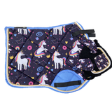 Horse Riding Unicorn Style Cotton Jumper Saddle Pad And Fly Veil Set